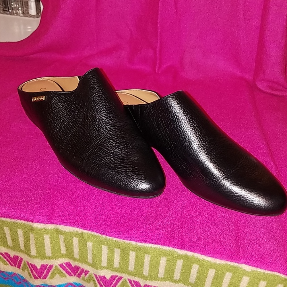 Calvin Klein black leather slip on
